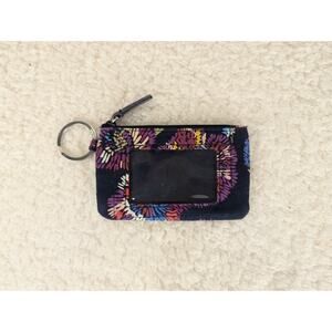 VERA BRADLEY Zip ID Case in Midnight Wildflowers Black Multi Floral